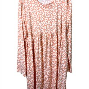 Leopard Spring Dress Long Sleeve Pocketed Babydoll Cheetah